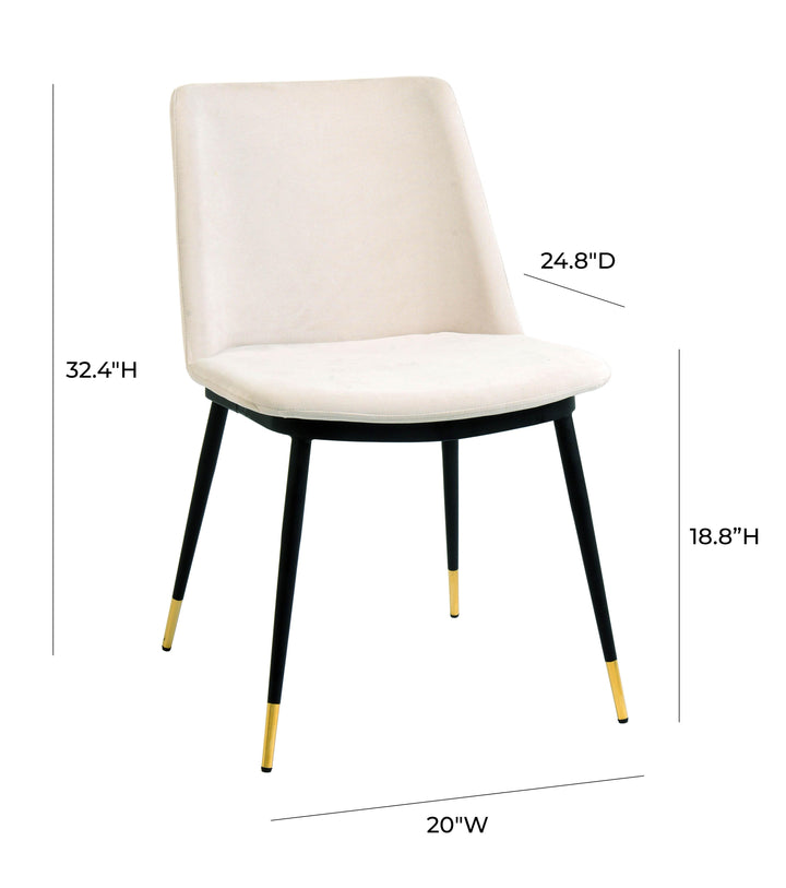 American Home Furniture | TOV Furniture - Evora Cream Velvet Chair - Gold Legs (Set of 2)