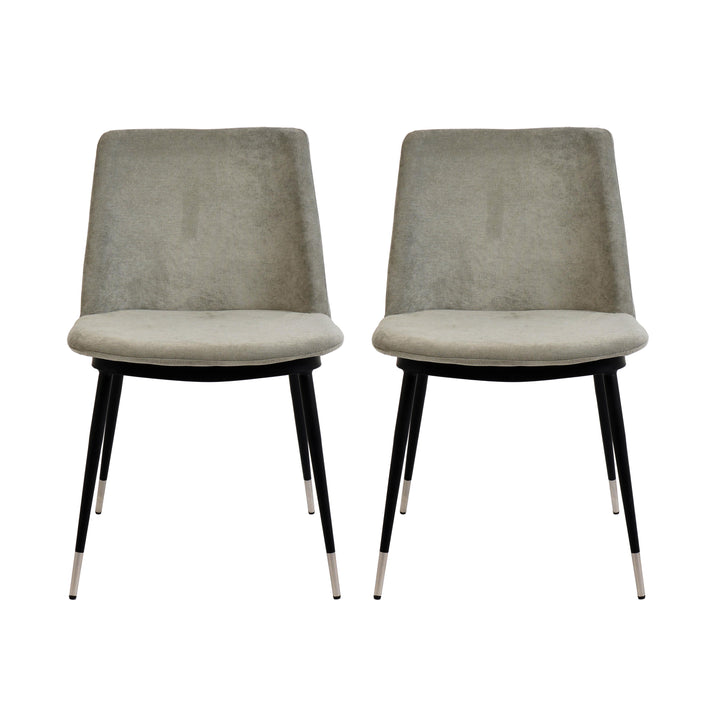 American Home Furniture | TOV Furniture - Evora Grey Velvet Chair - Silver Legs (Set of 2)