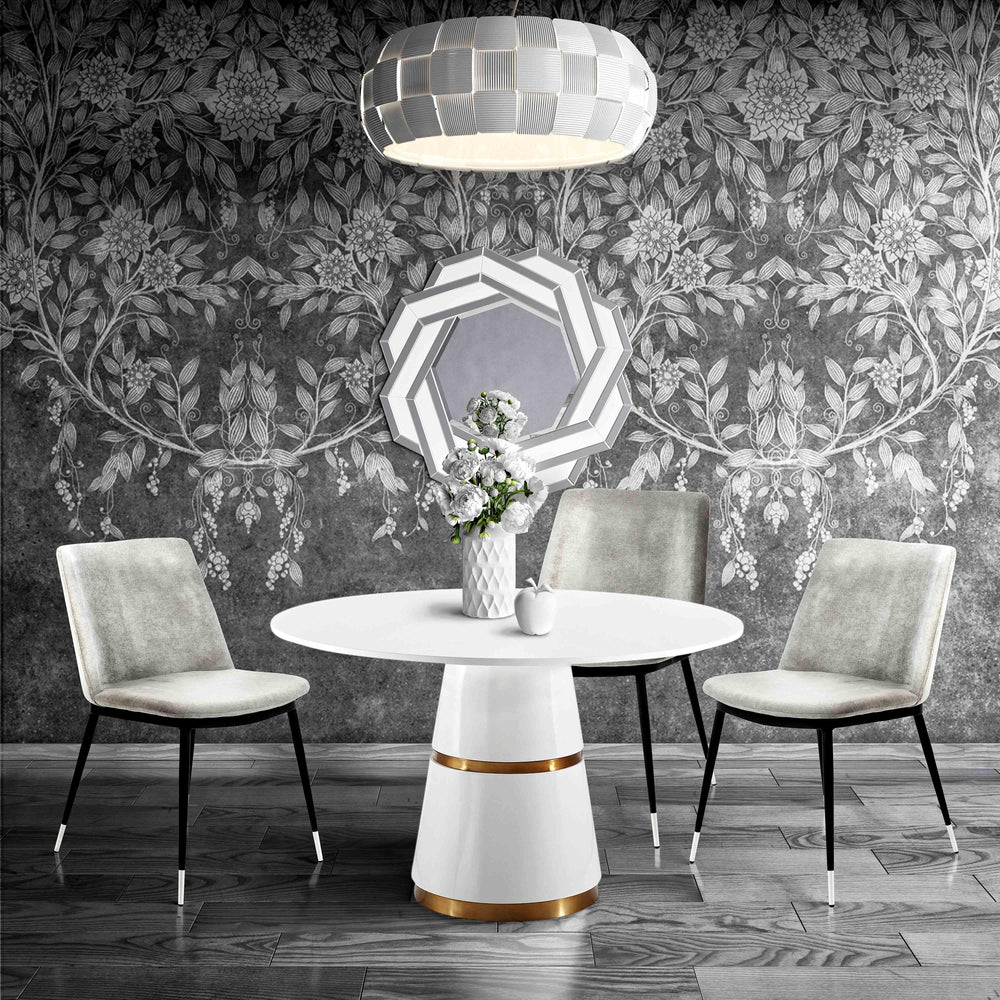 American Home Furniture | TOV Furniture - Evora Grey Velvet Chair - Silver Legs (Set of 2)