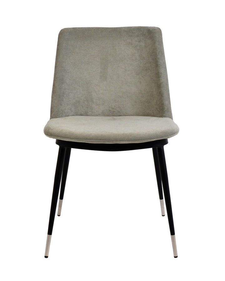 American Home Furniture | TOV Furniture - Evora Grey Velvet Chair - Silver Legs (Set of 2)