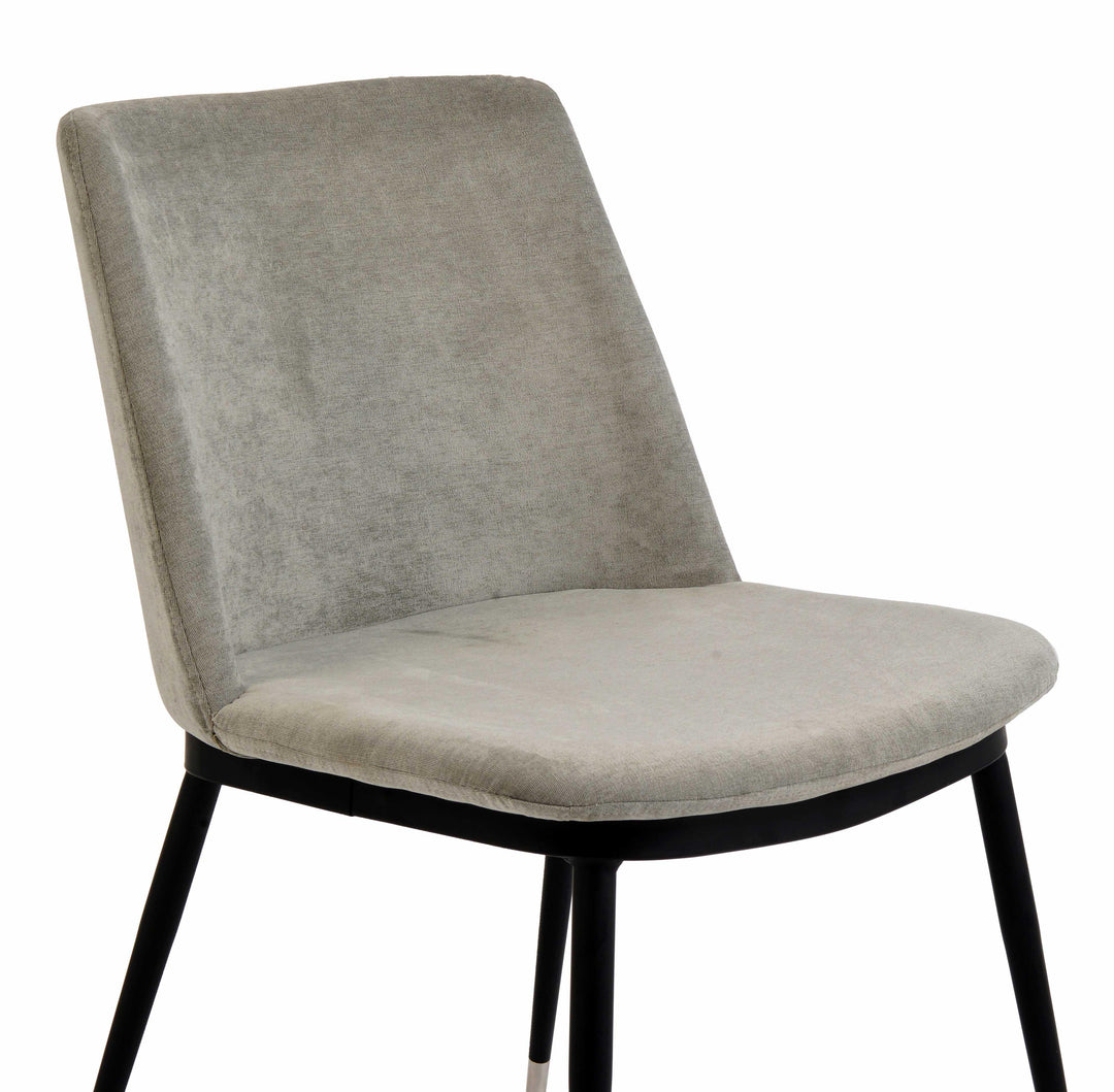 American Home Furniture | TOV Furniture - Evora Grey Velvet Chair - Silver Legs (Set of 2)