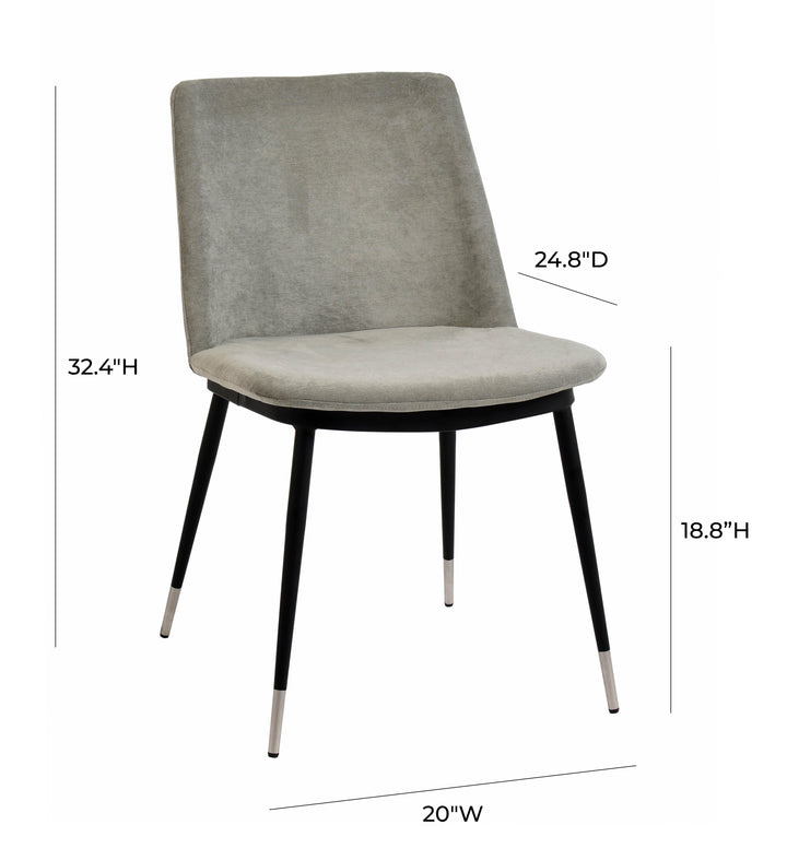 American Home Furniture | TOV Furniture - Evora Grey Velvet Chair - Silver Legs (Set of 2)