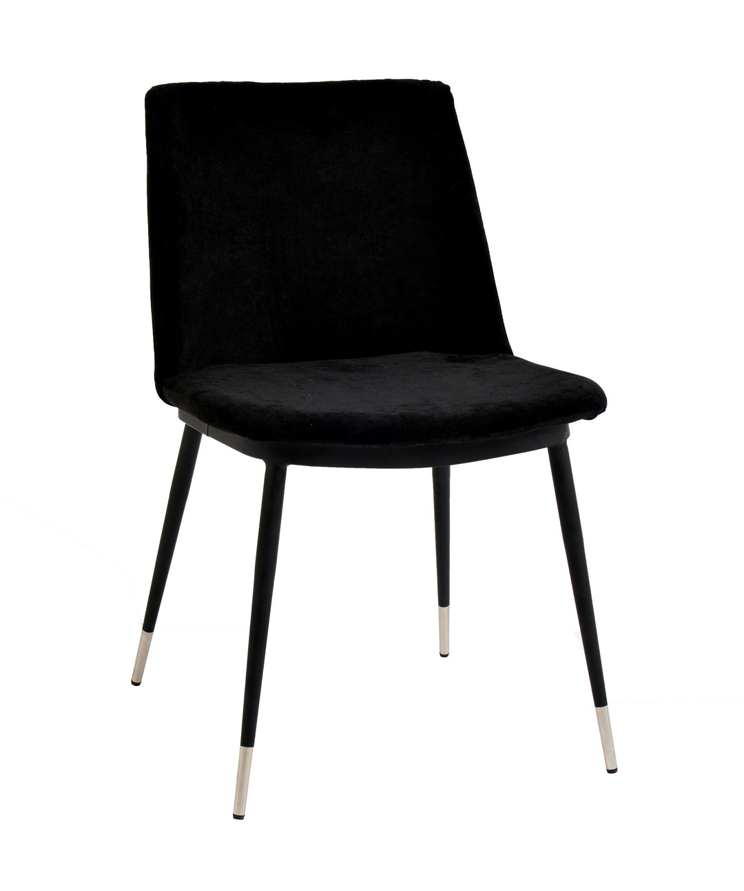 American Home Furniture | TOV Furniture - Evora Black Velvet Chair - Silver Legs (Set of 2)