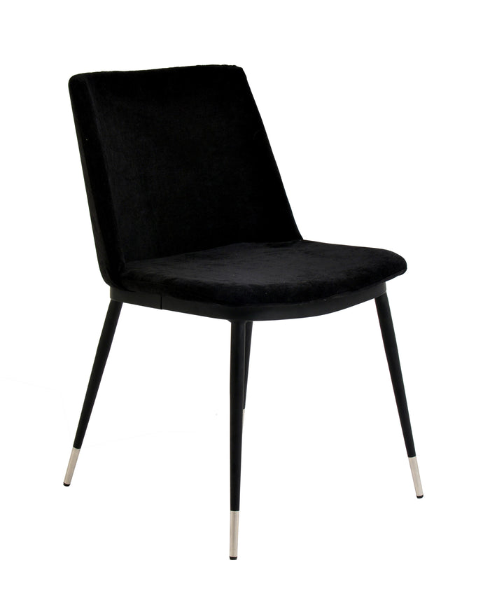 American Home Furniture | TOV Furniture - Evora Black Velvet Chair - Silver Legs (Set of 2)