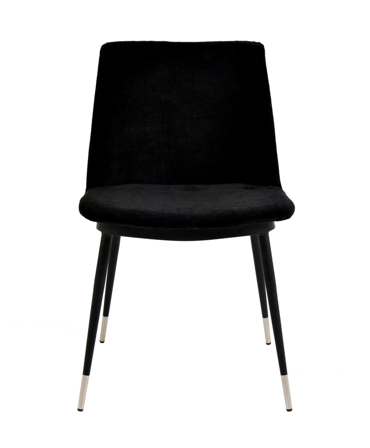 American Home Furniture | TOV Furniture - Evora Black Velvet Chair - Silver Legs (Set of 2)