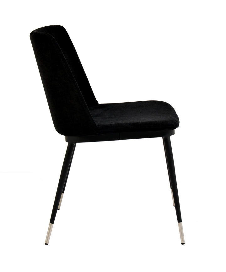 American Home Furniture | TOV Furniture - Evora Black Velvet Chair - Silver Legs (Set of 2)