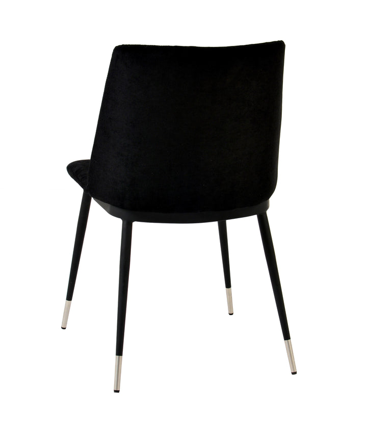 American Home Furniture | TOV Furniture - Evora Black Velvet Chair - Silver Legs (Set of 2)