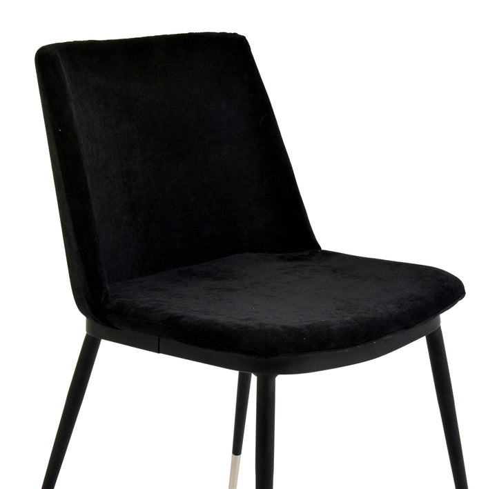 American Home Furniture | TOV Furniture - Evora Black Velvet Chair - Silver Legs (Set of 2)