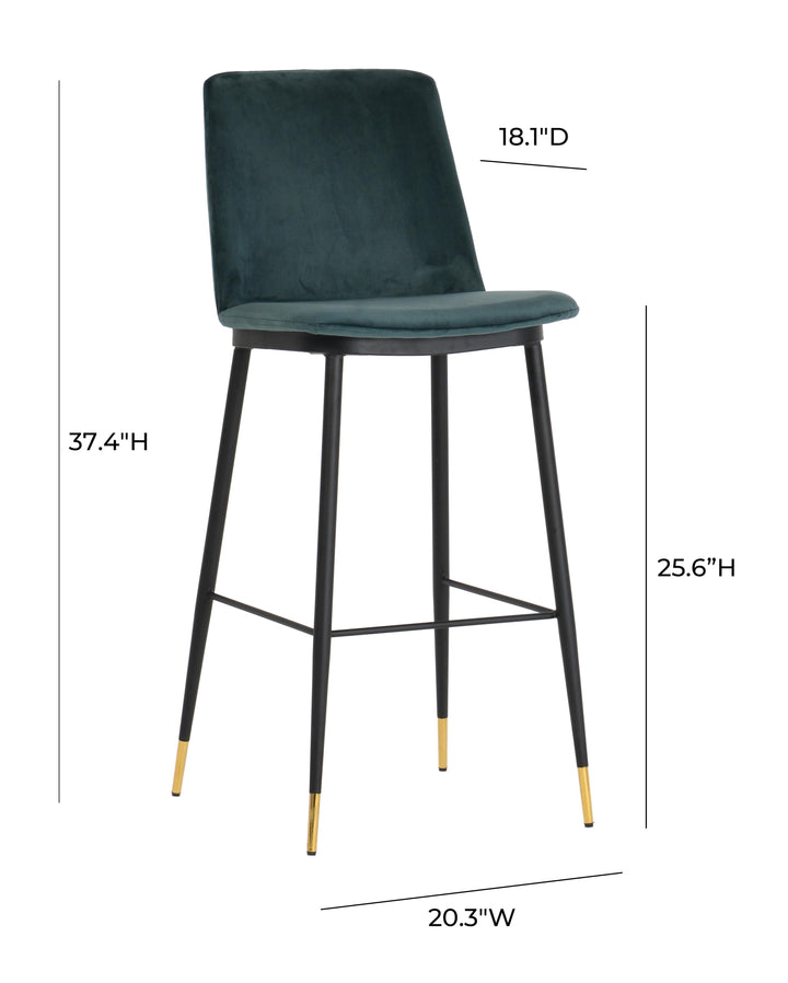 American Home Furniture | TOV Furniture - Evora Green Velvet Counter Stool (Set of 2)