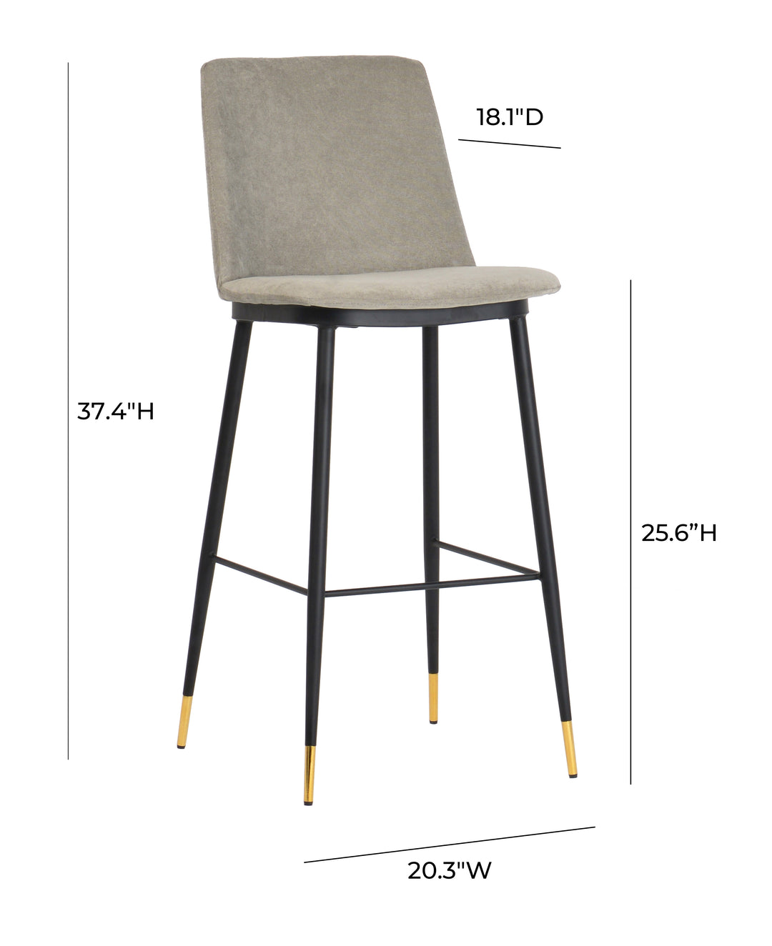 American Home Furniture | TOV Furniture - Evora Grey Velvet Counter Stool (Set of 2)