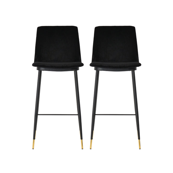 American Home Furniture | TOV Furniture - Evora Black Velvet Counter Stool (Set of 2)