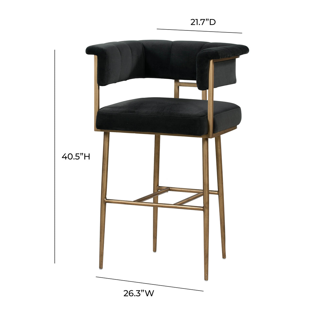 American Home Furniture | TOV Furniture - Astrid Grey Velvet Bar Stool