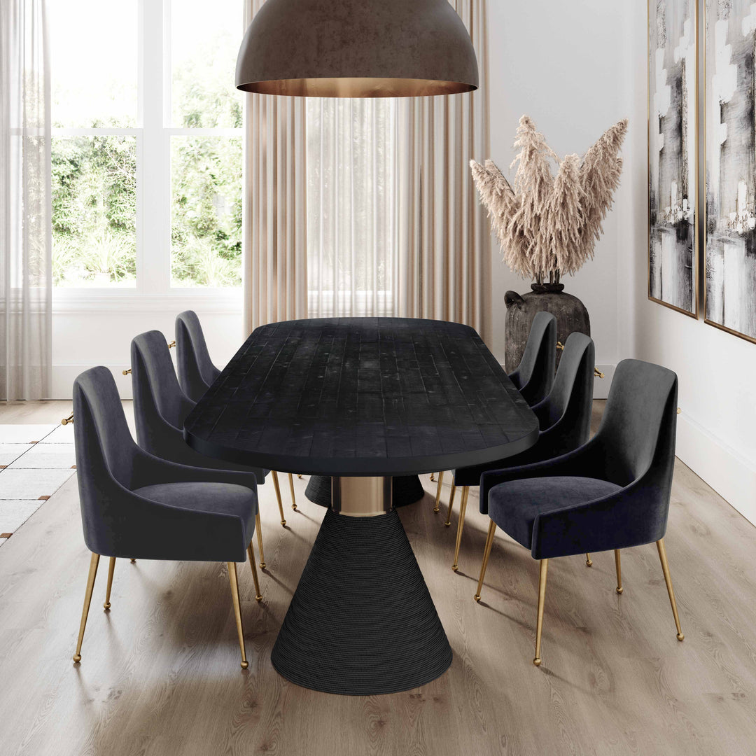 TOV Furniture Beatrix Grey Velvet Side Chair DINING CHAIRS
