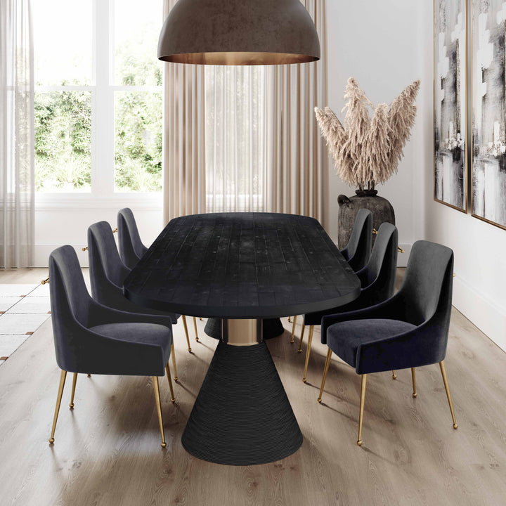 TOV Furniture Beatrix Grey Velvet Side Chair DINING CHAIRS