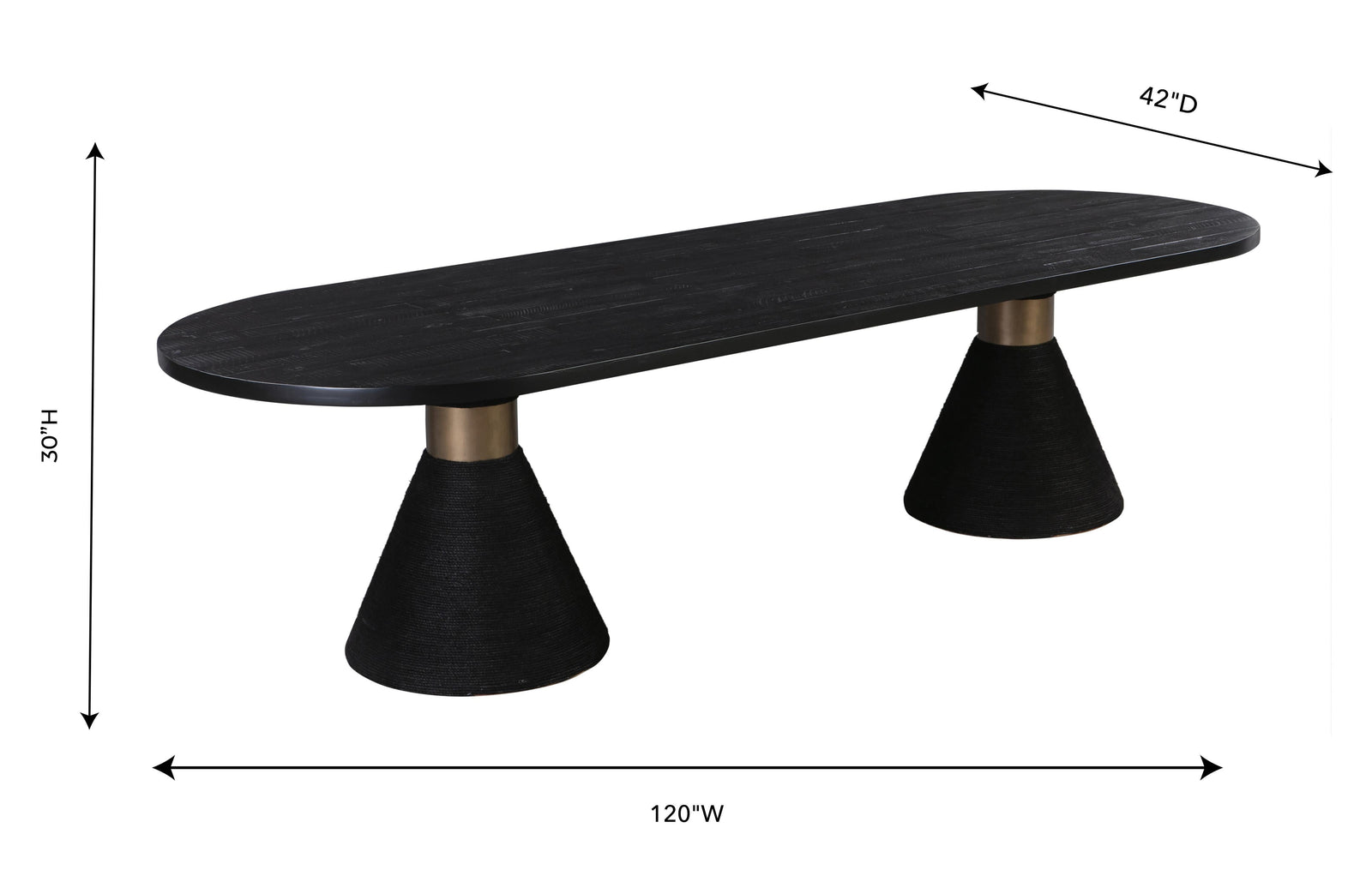 TOV Furniture Rishi Black Rope Oval Table DINING TABLES