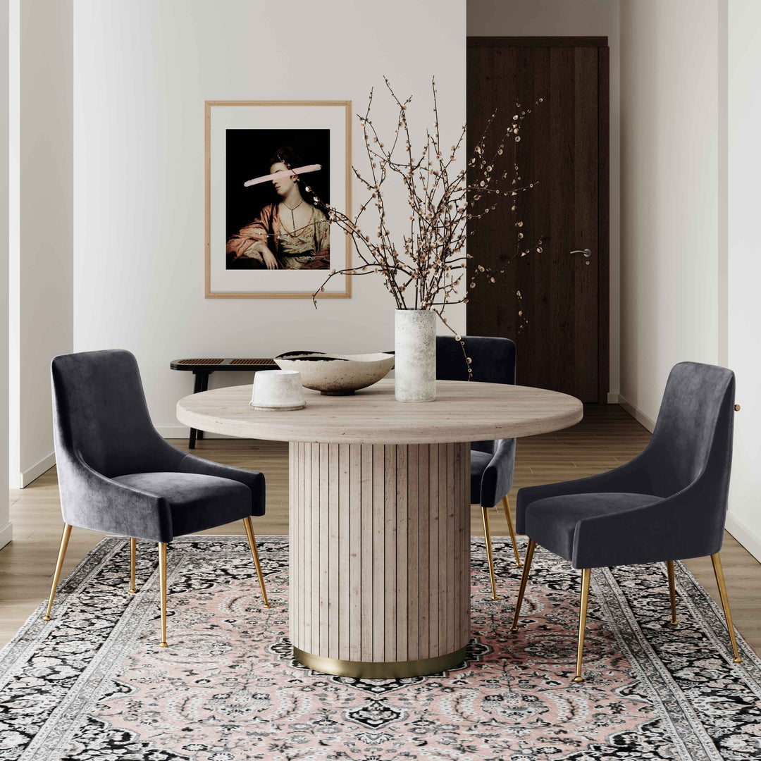 TOV Furniture Beatrix Grey Velvet Side Chair DINING CHAIRS
