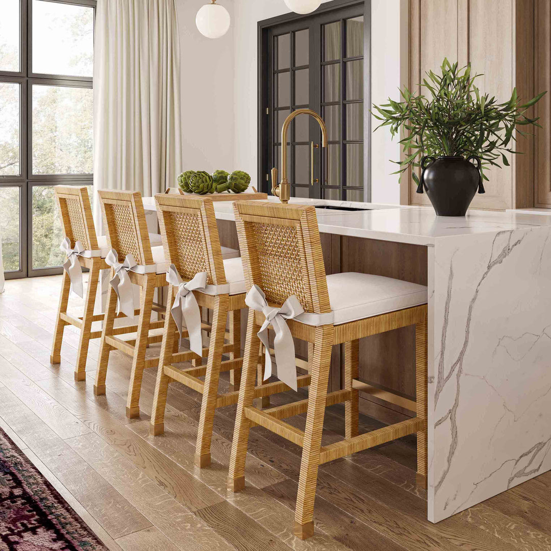 TOV Furniture Amara Rattan Bar Stool OTTOMANS, POUFS, + STOOLS