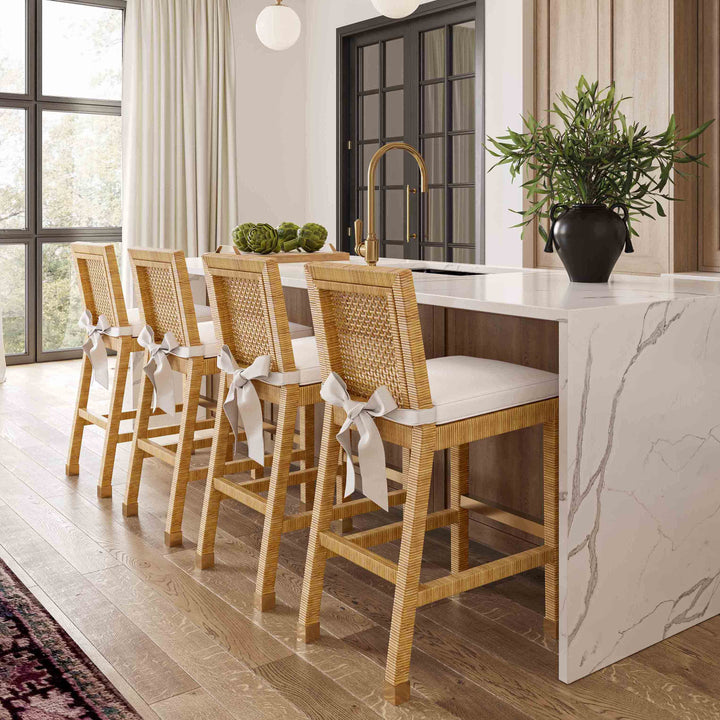 TOV Furniture Amara Rattan Bar Stool OTTOMANS, POUFS, + STOOLS