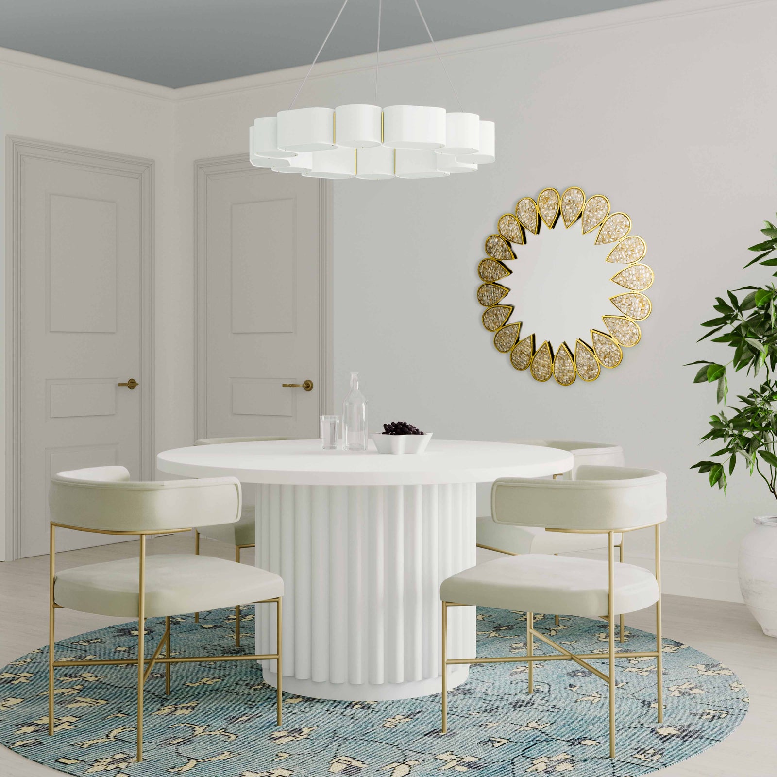 TOV Furniture Kali 55 Inch White Round Dining Table DINING TABLES