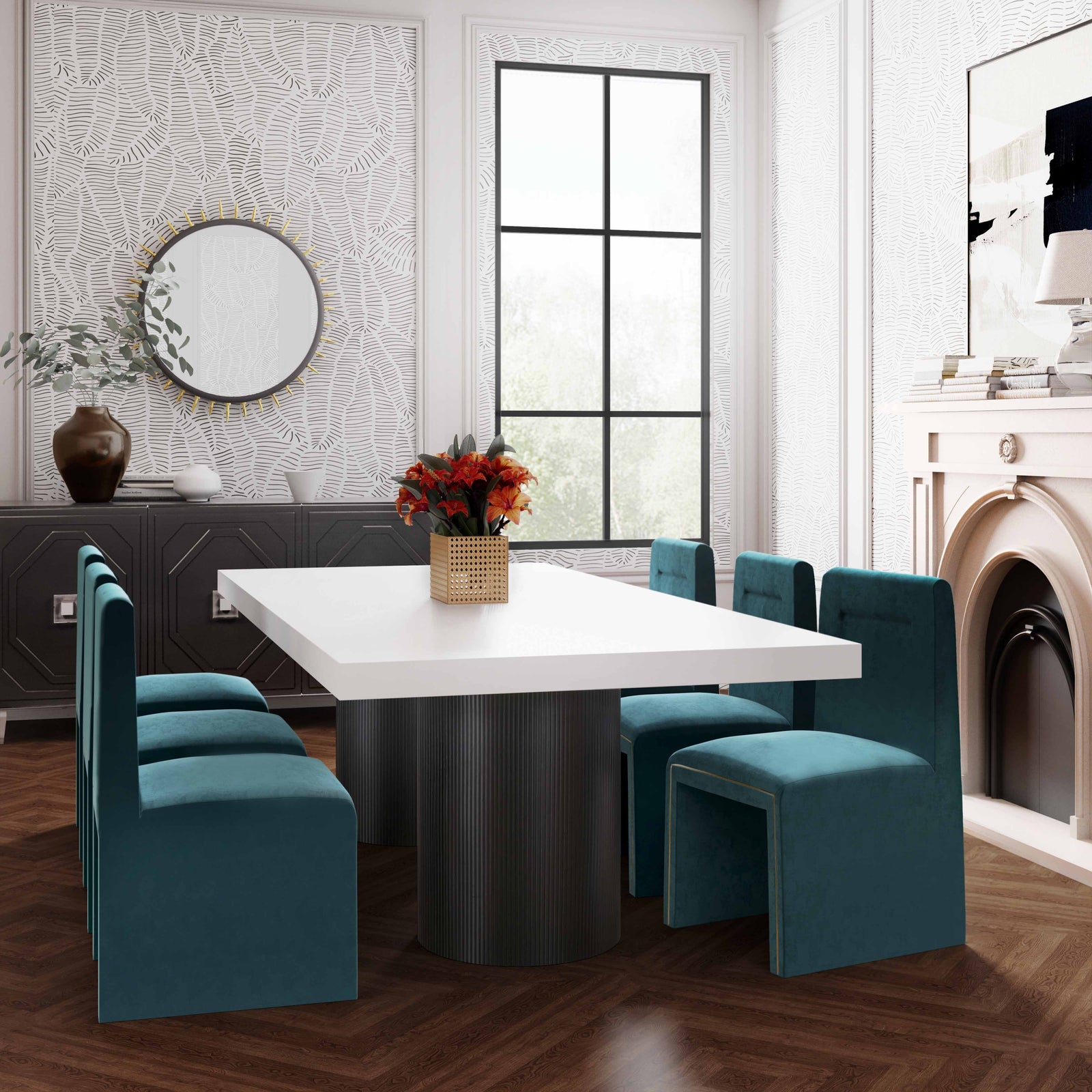 TOV Furniture Nova White Lacquer Dining Table DINING TABLES