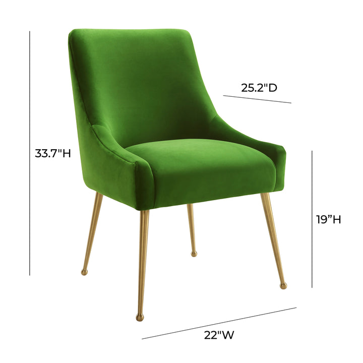 TOV Furniture Beatrix Green Velvet Side Chair DINING CHAIRS