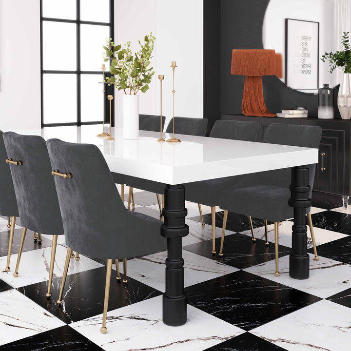 TOV Furniture Beatrix Grey Velvet Side Chair DINING CHAIRS