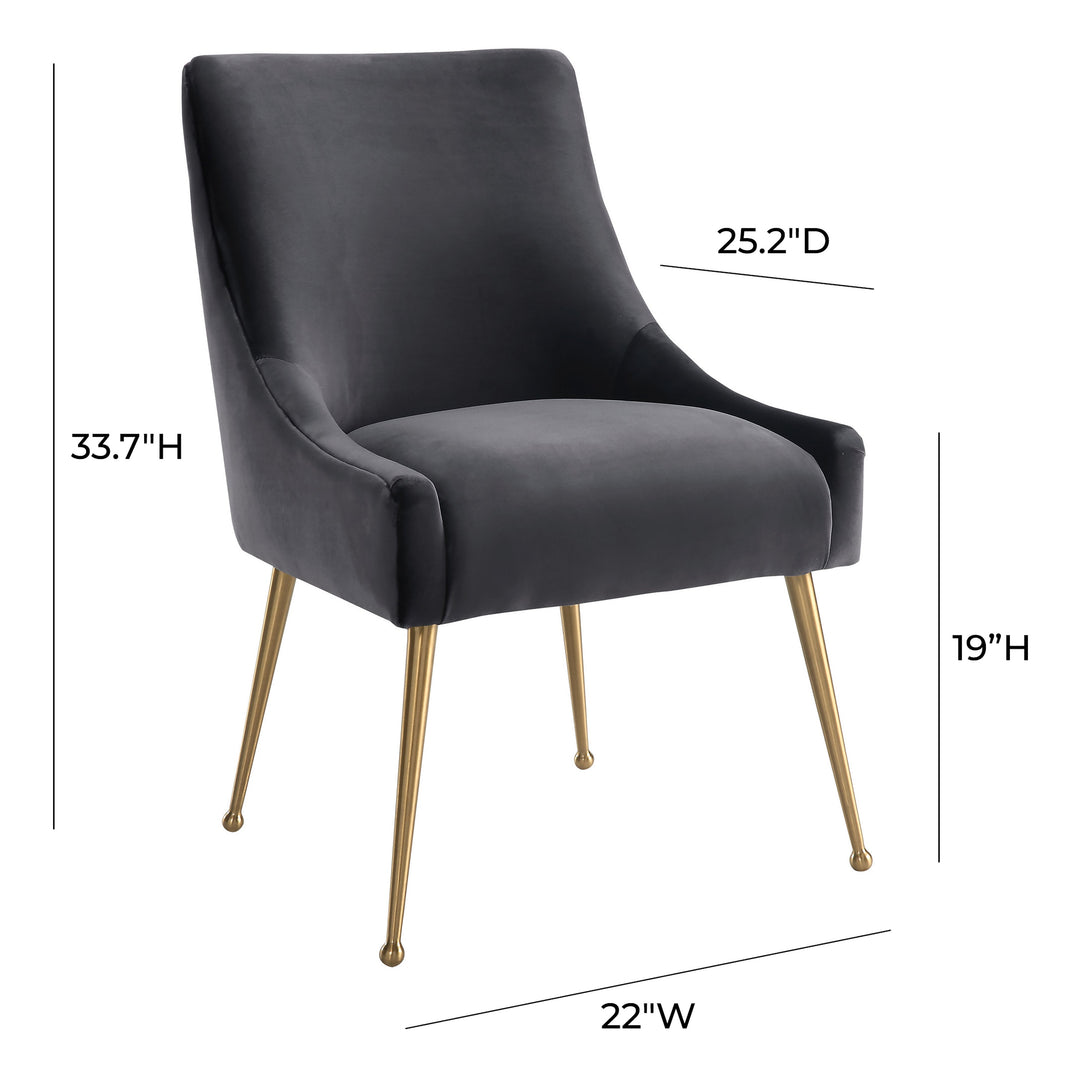 TOV Furniture Beatrix Grey Velvet Side Chair DINING CHAIRS