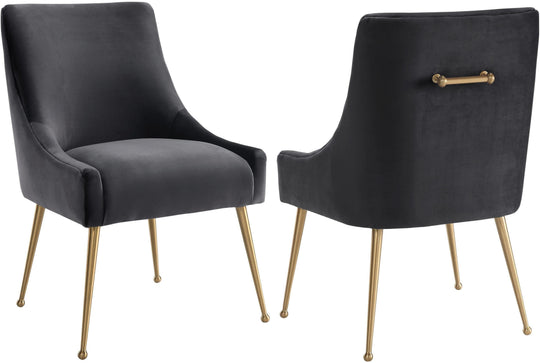 TOV Furniture Beatrix Grey Velvet Side Chair DINING CHAIRS