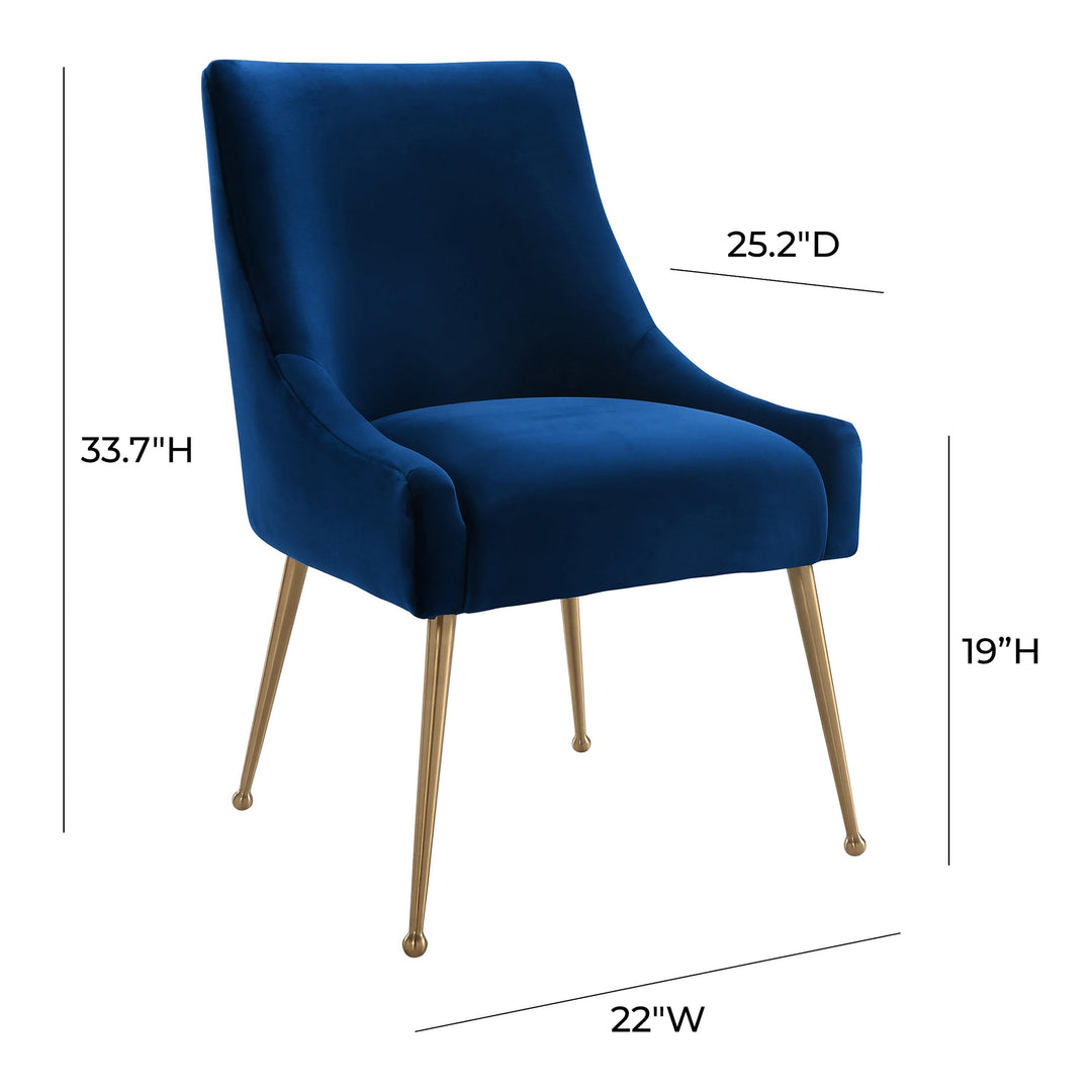 TOV Furniture Beatrix Navy Velvet Side Chair DINING CHAIRS