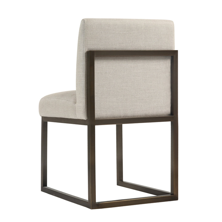 TOV Furniture Haute Beige Linen Chair in Brass DINING CHAIRS