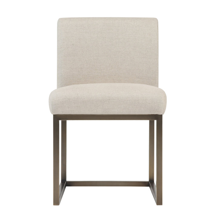 TOV Furniture Haute Beige Linen Chair in Brass DINING CHAIRS