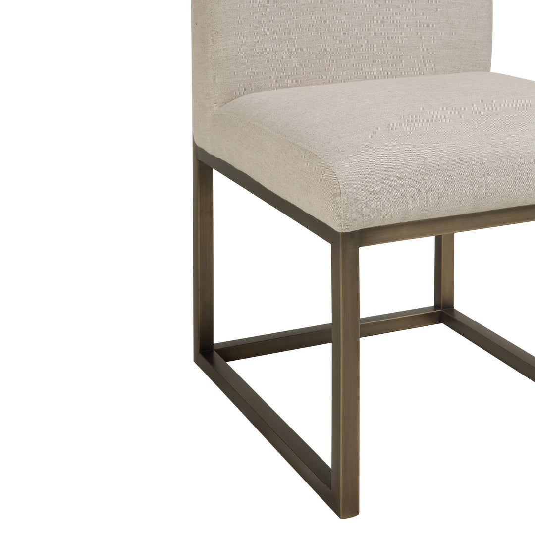 TOV Furniture Haute Beige Linen Chair in Brass DINING CHAIRS
