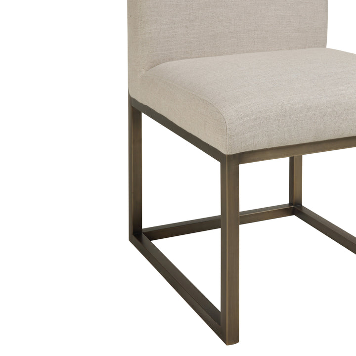 TOV Furniture Haute Beige Linen Chair in Brass DINING CHAIRS