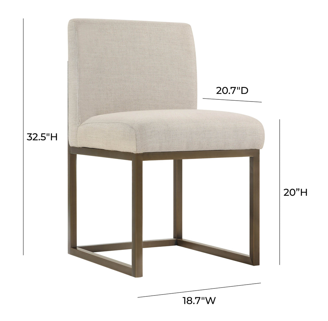 TOV Furniture Haute Beige Linen Chair in Brass DINING CHAIRS