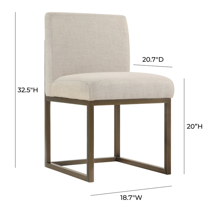 TOV Furniture Haute Beige Linen Chair in Brass DINING CHAIRS