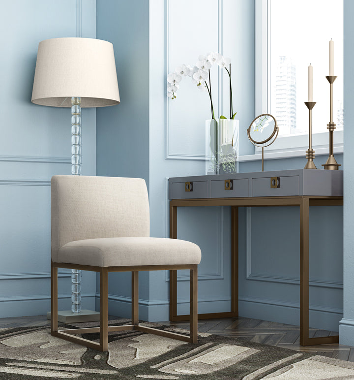 TOV Furniture Haute Beige Linen Chair in Brass DINING CHAIRS