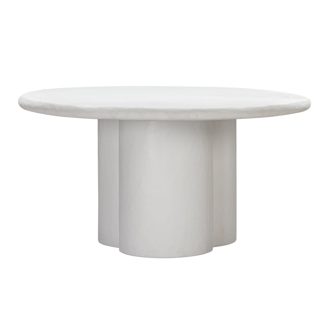 TOV Furniture Elika White Faux Plaster Round Dining Table OUTDOOR DINING TABLES
