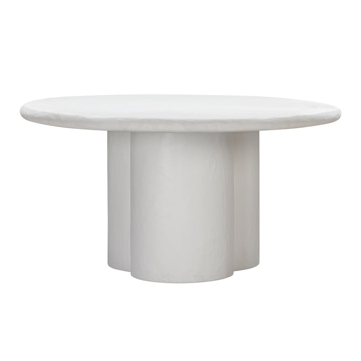 TOV Furniture Elika White Faux Plaster Round Dining Table OUTDOOR DINING TABLES