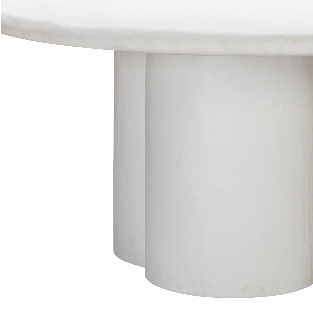 TOV Furniture Elika White Faux Plaster Round Dining Table OUTDOOR DINING TABLES