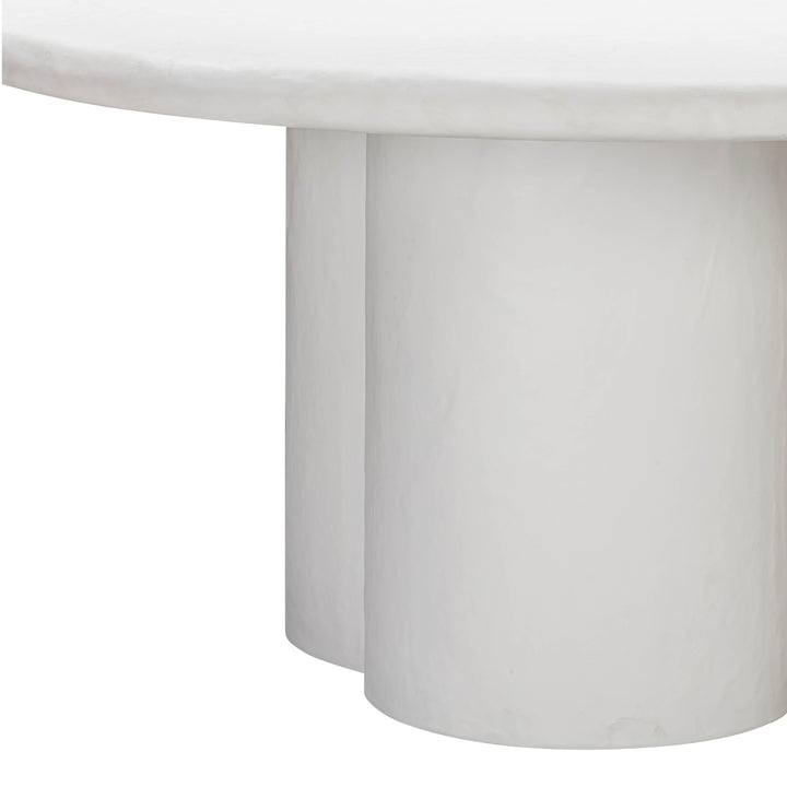 TOV Furniture Elika White Faux Plaster Round Dining Table OUTDOOR DINING TABLES