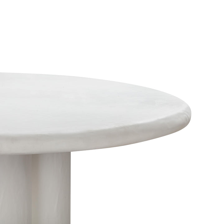 TOV Furniture Elika White Faux Plaster Round Dining Table OUTDOOR DINING TABLES