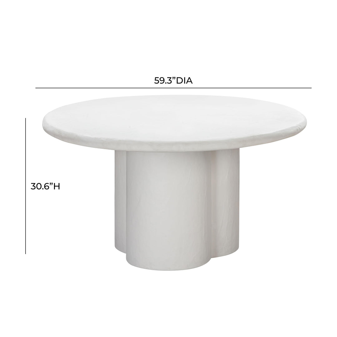 TOV Furniture Elika White Faux Plaster Round Dining Table OUTDOOR DINING TABLES