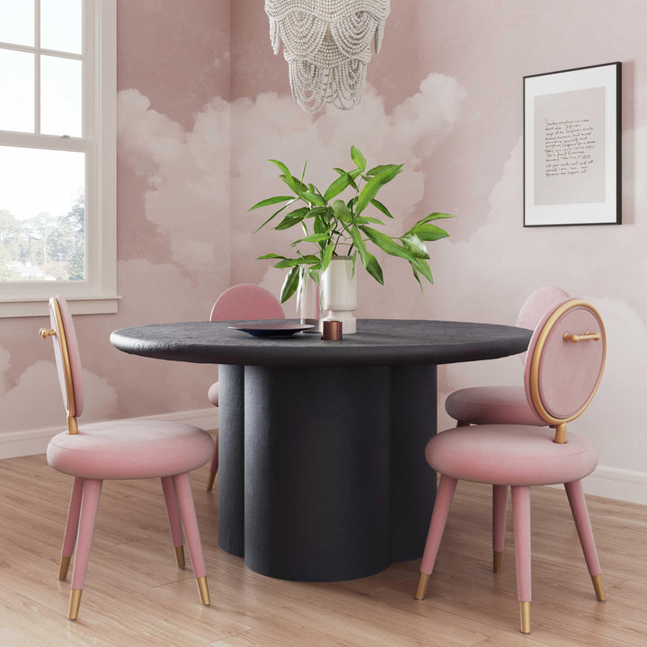 TOV Furniture Elika Black Faux Plaster Round Dining Table OUTDOOR DINING TABLES