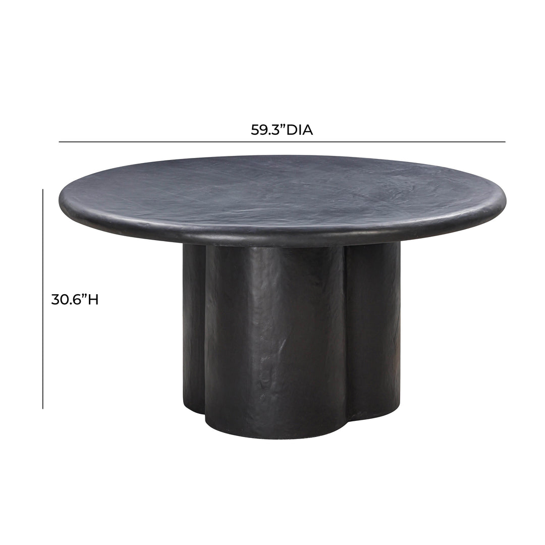 TOV Furniture Elika Black Faux Plaster Round Dining Table OUTDOOR DINING TABLES