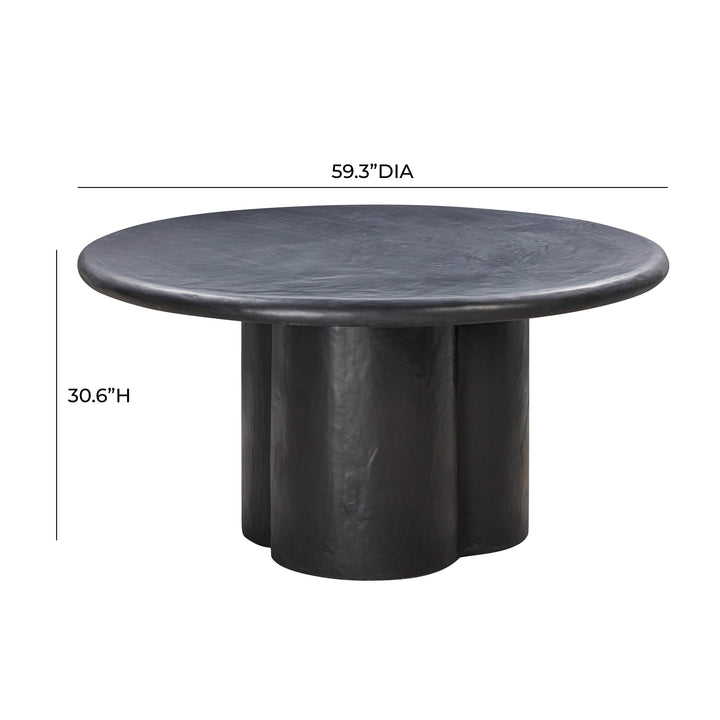 TOV Furniture Elika Black Faux Plaster Round Dining Table OUTDOOR DINING TABLES