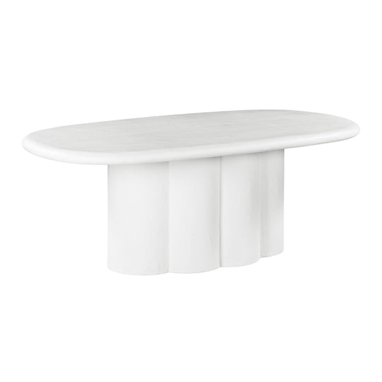 TOV Furniture Elika White Faux Plaster Oval Dining Table OUTDOOR DINING TABLES