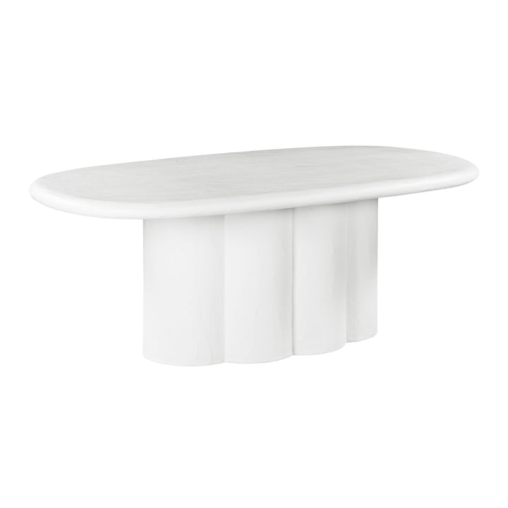 TOV Furniture Elika White Faux Plaster Oval Dining Table OUTDOOR DINING TABLES