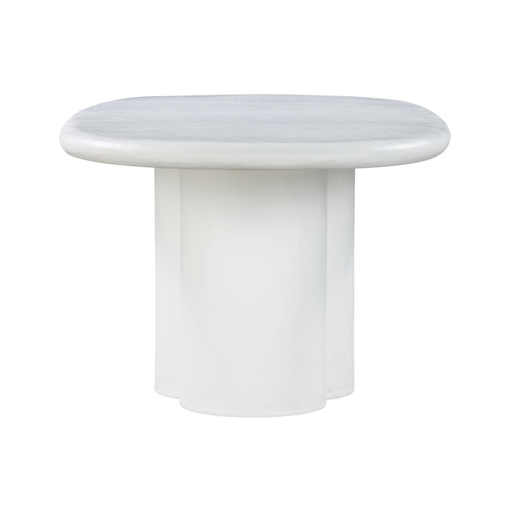 TOV Furniture Elika White Faux Plaster Oval Dining Table OUTDOOR DINING TABLES
