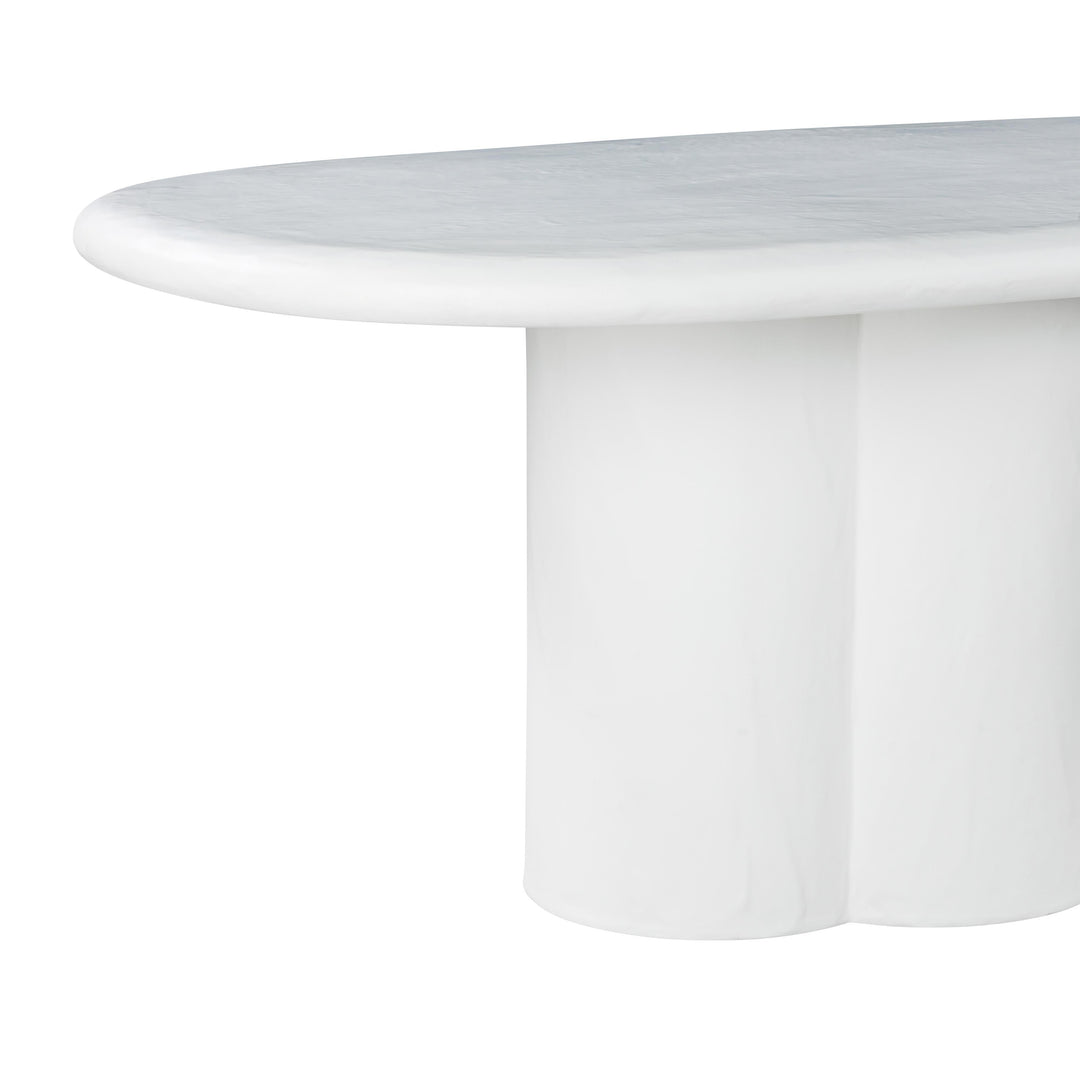 TOV Furniture Elika White Faux Plaster Oval Dining Table OUTDOOR DINING TABLES