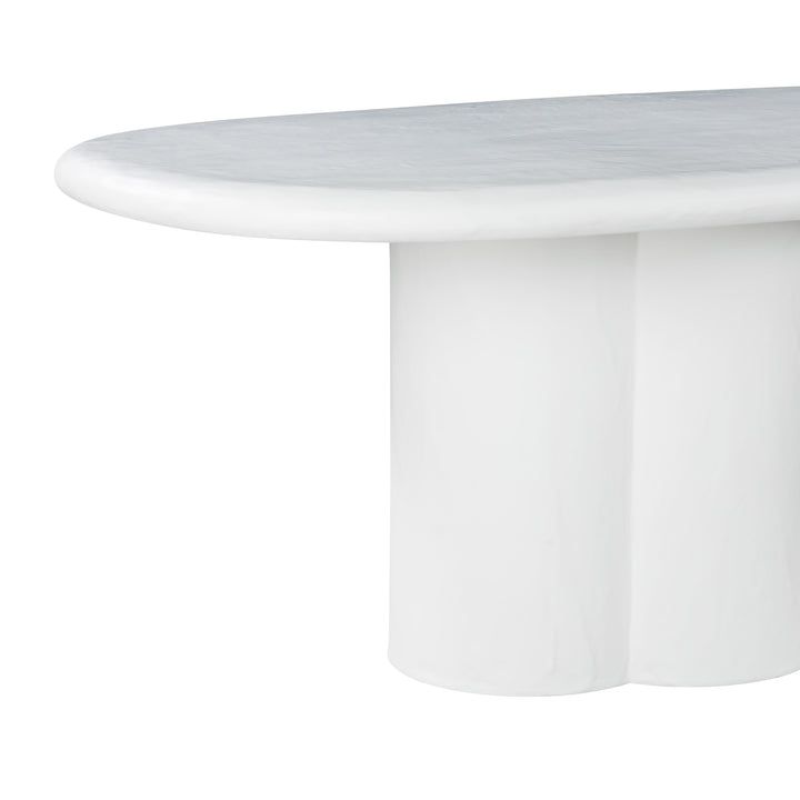 TOV Furniture Elika White Faux Plaster Oval Dining Table OUTDOOR DINING TABLES